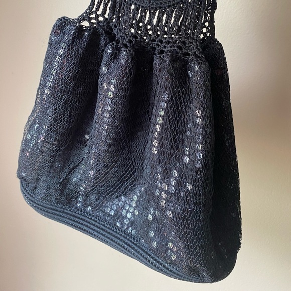 Vintage Y2K Crochet Sequin Handheld Tote Mini Bag - Picture 5 of 7